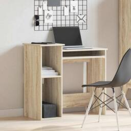Berkfield Home Desk with Shelves Sonoma Oak 84x40x78 cm Engineered Wood in Brown - Size: 84 x 40 x 78 cm - thumbnail 3