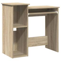 Berkfield Home Desk with Shelves Sonoma Oak 84x40x78 cm Engineered Wood in Brown - Size: 84 x 40 x 78 cm - thumbnail 1