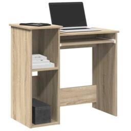 Berkfield Home Desk with Shelves Sonoma Oak 84x40x78 cm Engineered Wood in Brown - Size: 84 x 40 x 78 cm - thumbnail 2