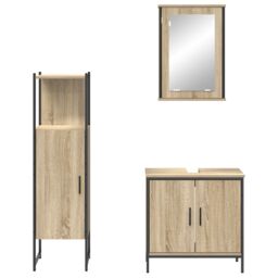 Berkfield Home 3 Piece Bathroom Furniture Set Sonoma Oak Engineered Wood in Brown - thumbnail 8