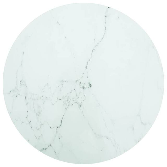 Berkfield Home Table Top White ?70x0.8 cm Tempered Glass with Marble Design - Size: 70x0.8 cm - image 1
