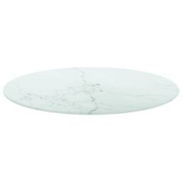 Berkfield Home Table Top White ?70x0.8 cm Tempered Glass with Marble Design - Size: 70x0.8 cm - thumbnail 2
