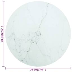 Berkfield Home Table Top White ?70x0.8 cm Tempered Glass with Marble Design - Size: 70x0.8 cm - thumbnail 4