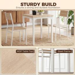 HOMCOM 3 Pcs Compact Dining Table 2 Chairs Set, Oak Wood Effect in Natural - thumbnail 5
