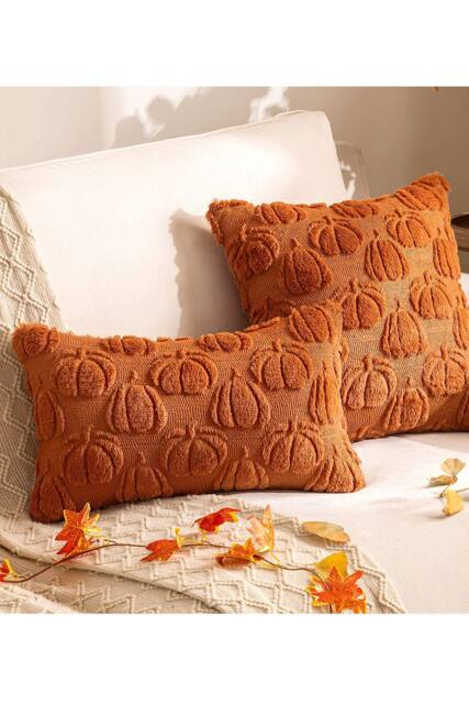 Living and Home Cozy Plush Pumpkin Throw Pillow in Orange - Size: 45 cm x 45 cm - image 1