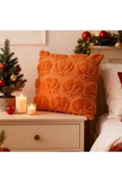 Living and Home Cozy Plush Pumpkin Throw Pillow in Orange - Size: 45 cm x 45 cm - thumbnail 4