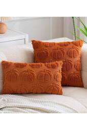Living and Home Cozy Plush Pumpkin Throw Pillow in Orange - Size: 45 cm x 45 cm - thumbnail 6