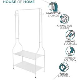 VOGREX 5ft Clothes Rail 2 Shelves White Coated - thumbnail 3