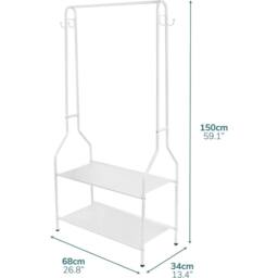 VOGREX 5ft Clothes Rail 2 Shelves White Coated - thumbnail 2
