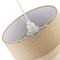 Happy Homewares Contemporary Round Triple Tier Cotton Fabric Pendant Light Shade in Beige - Size: 12 inches - thumbnail 3