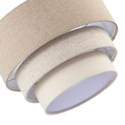 Happy Homewares Contemporary Round Triple Tier Cotton Fabric Pendant Light Shade in Beige - Size: 12 inches - thumbnail 4