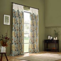 Morris & Co Seaweed Printed Velvet Room Darkening Pencil Pleat Curtains in Stone - Size: 228 cm width x 228 cm drop - thumbnail 7