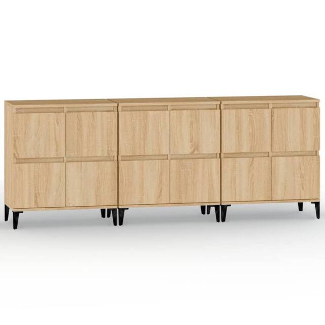 Berkfield Home Sideboards 3 pcs Sonoma Oak 60x35x70 cm Engineered Wood in Light Tan - Size: 60 x 35 x 70 cm - image 1