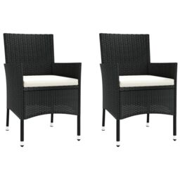 Berkfield Home 3 Piece Garden Bistro Set with Cushions Black Poly Rattan - thumbnail 4