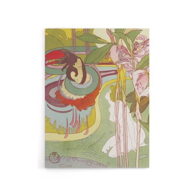 "Artery8 Woman Sees Vision in Garden Canvas Wall Art Print Georges Feure in Green - Size: W18"" x H24""" - image 1