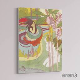 "Artery8 Woman Sees Vision in Garden Canvas Wall Art Print Georges Feure in Green - Size: W18"" x H24""" - thumbnail 2