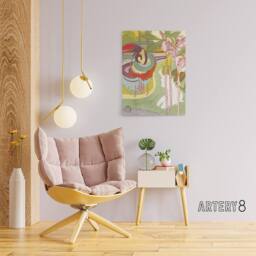 "Artery8 Woman Sees Vision in Garden Canvas Wall Art Print Georges Feure in Green - Size: W18"" x H24""" - thumbnail 3