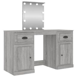 Berkfield Home Dressing Table with LED Grey Sonoma 130x50x132.5 cm - thumbnail 2