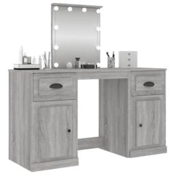 Berkfield Home Dressing Table with LED Grey Sonoma 130x50x132.5 cm - thumbnail 4