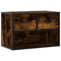 Berkfield Home TV Cabinet Smoked Oak 60x31x39.5 cm Wood & Metal in Brown - thumbnail 1
