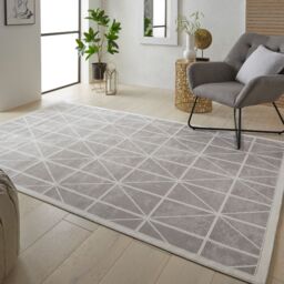 The Rug Shop UK Chequered Grey Modern Machine Made Easy to clean Area Rug - Size: 160 cm x 230 cm - thumbnail 1