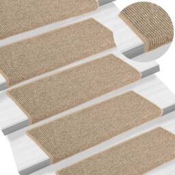 Berkfield Home Stair Mats Self-adhesive 15 pcs Dark Beige 65x21x4 cm - Size: Medium - thumbnail 2