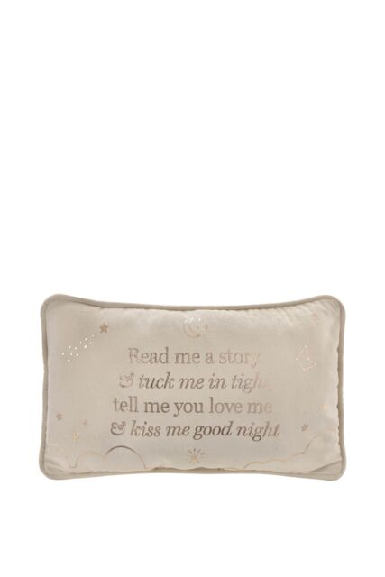 "Bambino by Juliana Rectangle Velvet Cushion ""Read Me A Story"" in Cream"
