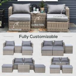 Wyld Haus Vapa Mixed Brown Faux Rattan 5 Piece Bistro Set with Glass Table - thumbnail 9