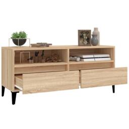Berkfield Home TV Cabinet Sonoma Oak 100x34.5x44.5 cm Engineered Wood in Light Brown - thumbnail 5