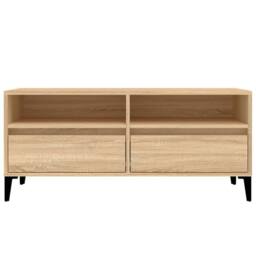 Berkfield Home TV Cabinet Sonoma Oak 100x34.5x44.5 cm Engineered Wood in Light Brown - thumbnail 6