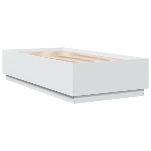 Berkfield Home Durable Bed Frame with LED without Mattress White 75x190 cm Small - Size: Small Single - image 1