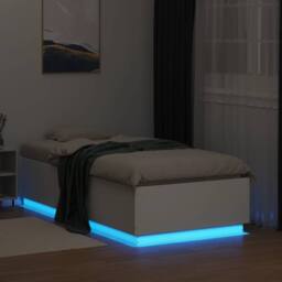 Berkfield Home Durable Bed Frame with LED without Mattress White 75x190 cm Small - Size: Small Single - thumbnail 4