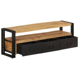 Berkfield Home TV Cabinet 120x30x40 cm Solid Wood Mango in Brown - Size: 120 x 30 x 40 cm - thumbnail 3