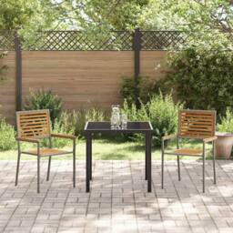 Berkfield Home Stacking Garden Chairs - 2 pcs in Grey Poly Rattan - thumbnail 3