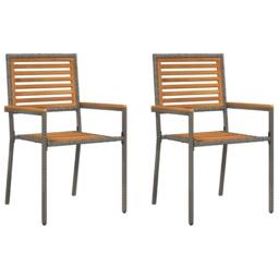 Berkfield Home Stacking Garden Chairs - 2 pcs in Grey Poly Rattan - thumbnail 1