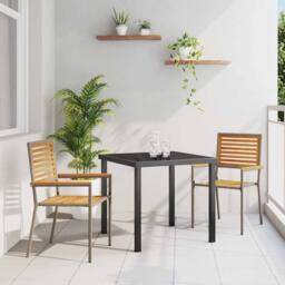 Berkfield Home Stacking Garden Chairs - 2 pcs in Grey Poly Rattan - thumbnail 2