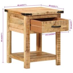 Berkfield Home Beautiful Bedside Cabinet 40x40x50 cm Solid Wood Mango in Brown - Size: 40 x 40 x 50 cm - thumbnail 9
