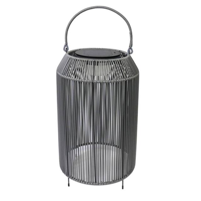 K LIVING Aurora Rattan Solar Rechargeable Lamp in Grey - image 1