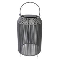 K LIVING Aurora Rattan Solar Rechargeable Lamp in Grey