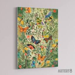 "Artery8 Butterflies In Spring Field Canvas Wall Art Print - Size: W18"" x H24""" - thumbnail 2