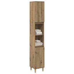 Berkfield Home Durable Bathroom Cabinet Artisan Oak 30x30x190 cm Engineered Wood in Brown - Size: 30 x 30 x 190 cm - thumbnail 2