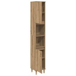 Berkfield Home Durable Bathroom Cabinet Artisan Oak 30x30x190 cm Engineered Wood in Brown - Size: 30 x 30 x 190 cm - thumbnail 4