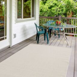THE RUGS Outdoor Indoor Plain Garden Patio Rug Weather Resistant Jet Washable in Cream - Size: 140 cm x 200 cm - thumbnail 7