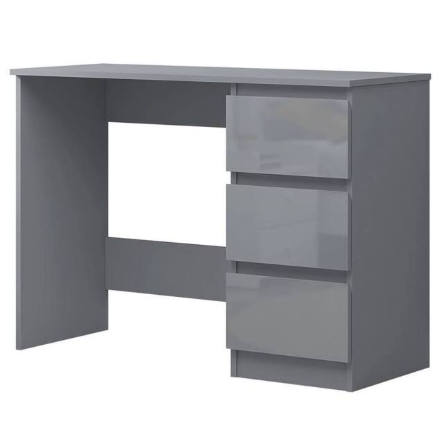 Havendro Dark Grey Gloss 3 Drawer Scandinavian Vanity Desk - image 1
