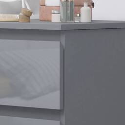 Havendro Dark Grey Gloss 3 Drawer Scandinavian Vanity Desk - thumbnail 4