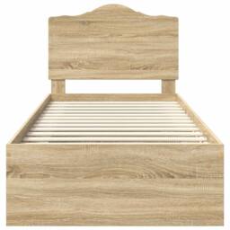 Berkfield Home Bed Frame with Headboard Sonoma Oak 75 x 190 cm Solid Pine Wood in Brown - thumbnail 7