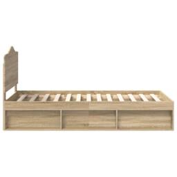 Berkfield Home Bed Frame with Headboard Sonoma Oak 75 x 190 cm Solid Pine Wood in Brown - thumbnail 8