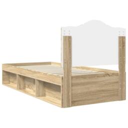 Berkfield Home Bed Frame with Headboard Sonoma Oak 75 x 190 cm Solid Pine Wood in Brown - thumbnail 9
