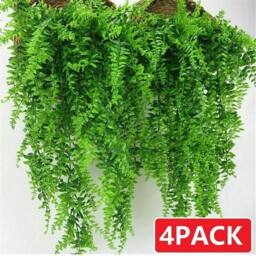 Havendro 4 Artificial Hanging Plants Fake Fern Trailing Leaf Decor in Green - thumbnail 3
