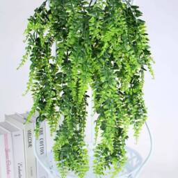 Havendro 4 Artificial Hanging Plants Fake Fern Trailing Leaf Decor in Green - thumbnail 1